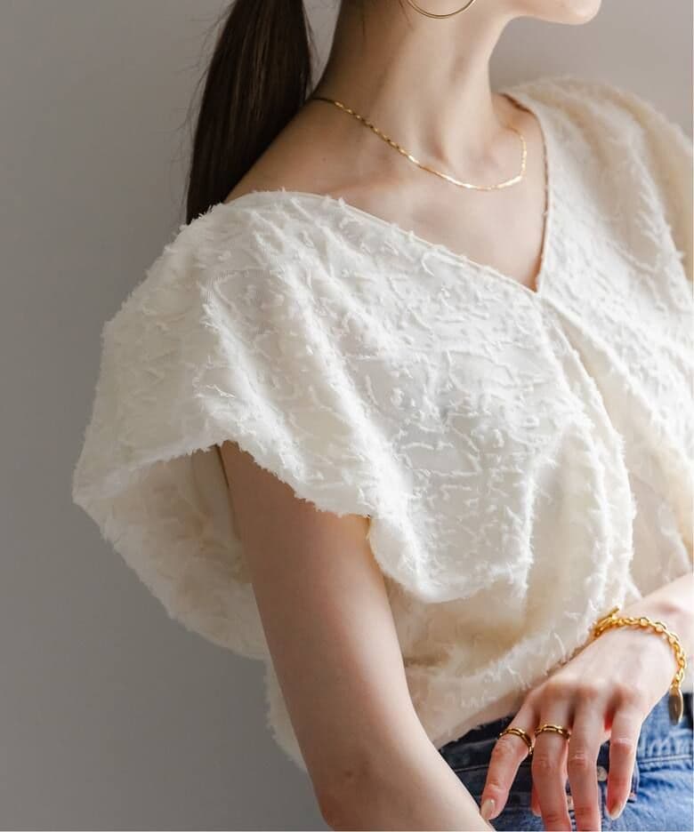 NOBLE❤美品 【洗える】レオパードジャガードデコルテVブラウス