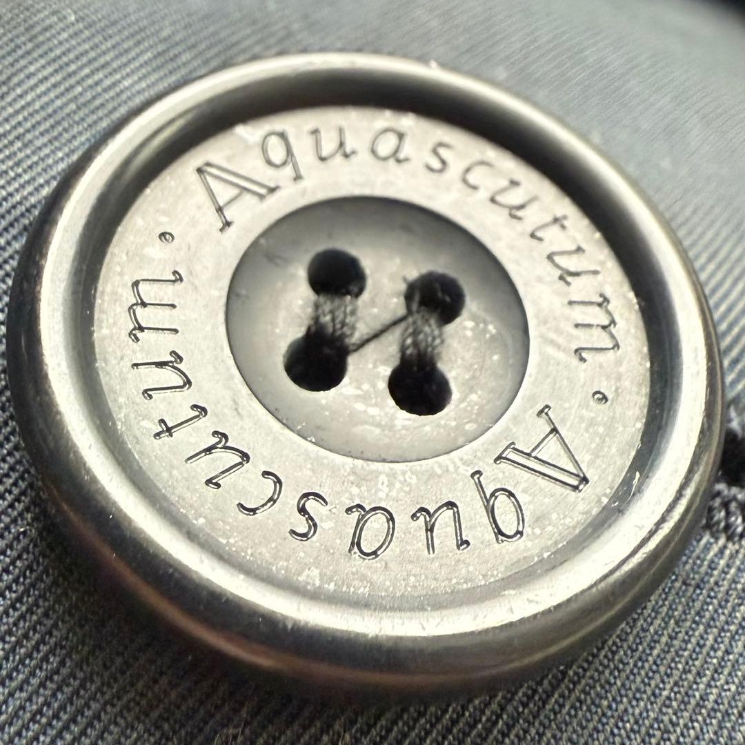 アクアスキュータム ロング トレンチコート チェック ネイビー