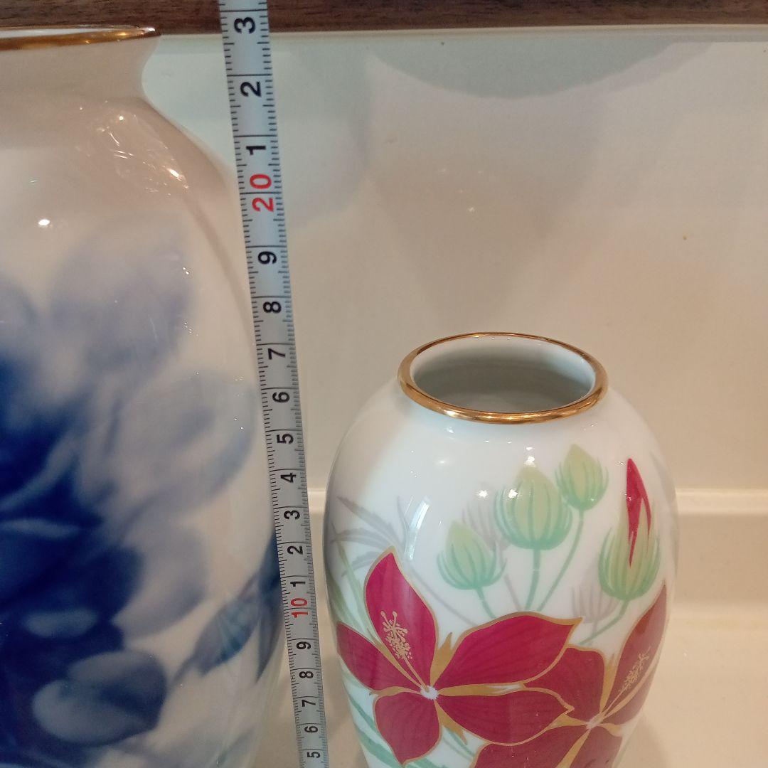 大倉陶園　ブルーローズ　可愛いミニ花瓶セット