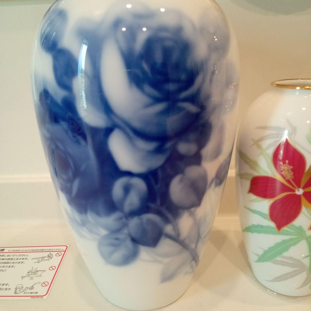 大倉陶園　ブルーローズ　可愛いミニ花瓶セット