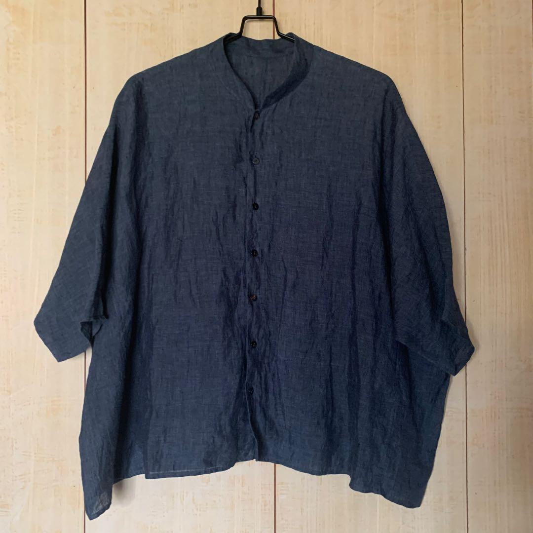 1 ヨーガンレール　リネン　ドルマンスリーブ　バンドカラーシャツ