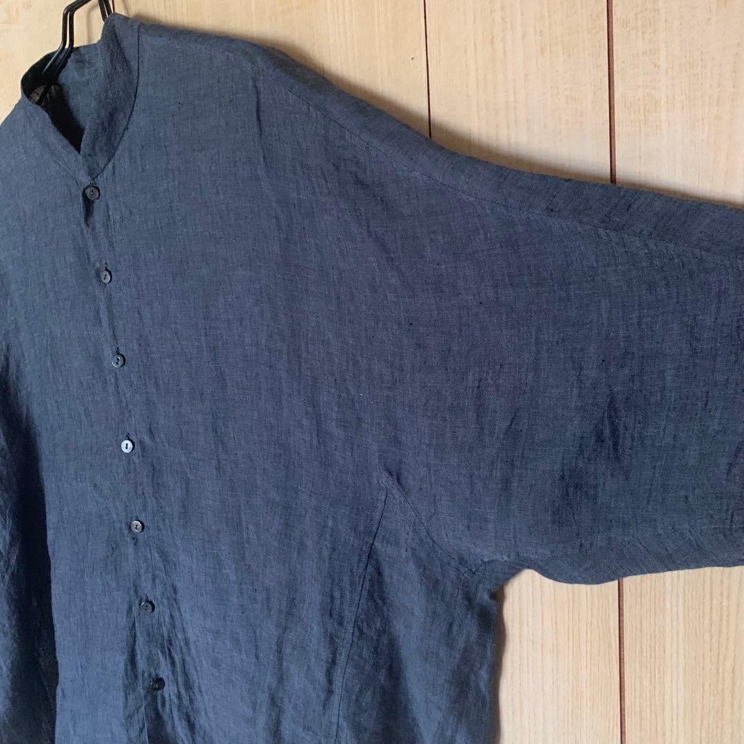 1 ヨーガンレール　リネン　ドルマンスリーブ　バンドカラーシャツ