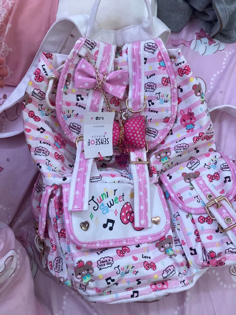 平成女児 ギャル 姫ギャル リボンチャーム付きピンク リュック