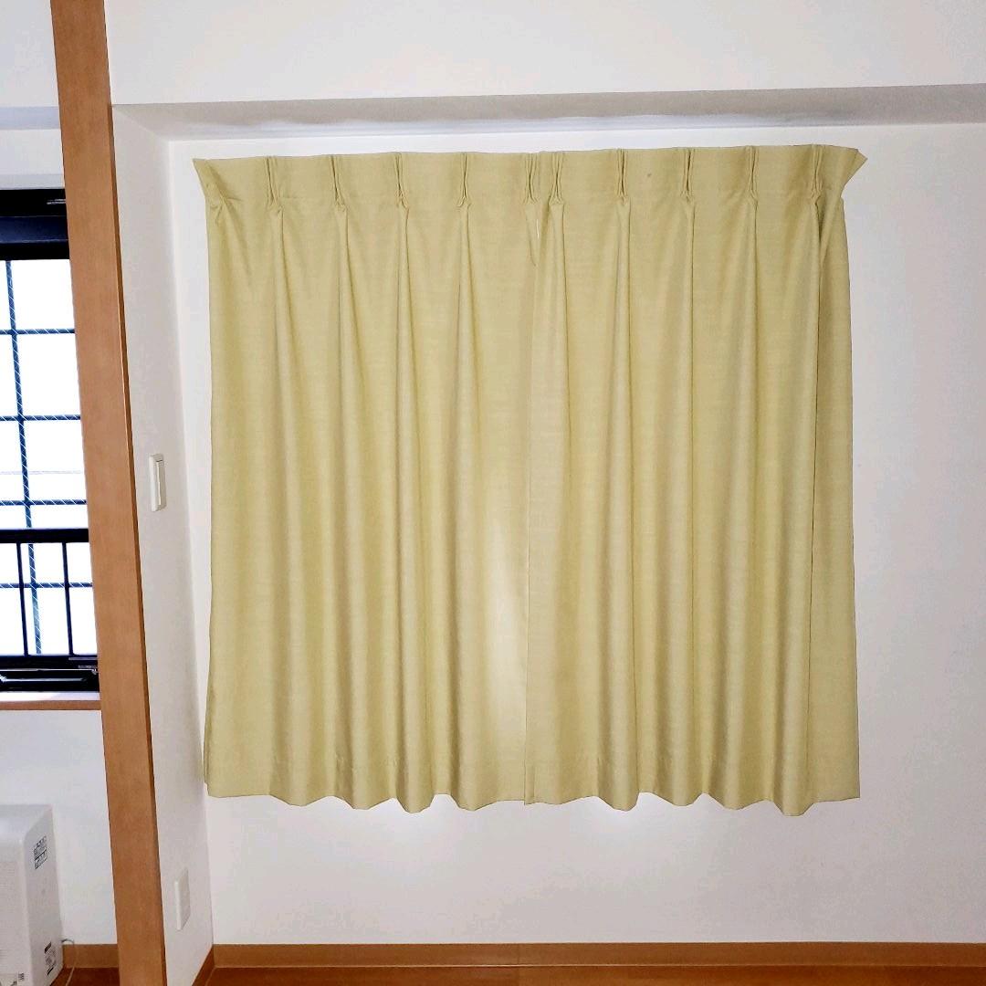 ★【美品】絶妙カラーの裏地付きオーダーカーテン ACTUS/イエロー★