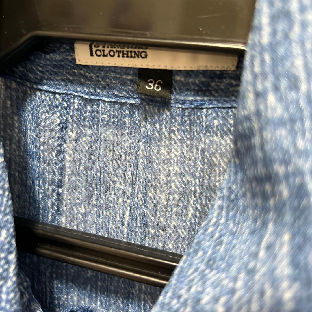 ダブルスタンダード　デニムプリントシフォンブラウス