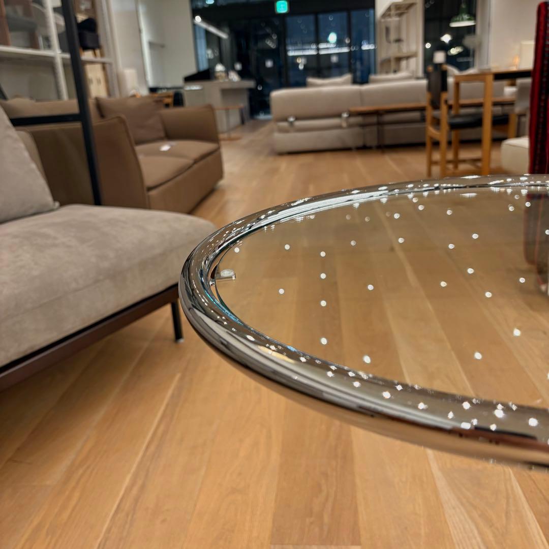 ガラスサイドテーブル　昇降式　モダン　アジャスタブルテーブル