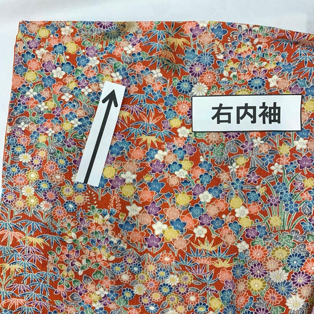 509agu7□七五三 三歳 女の子 着物＆被布 縮緬 総柄 花文様□状態良好