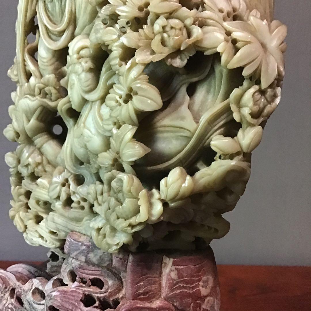 碧玉極微細彫刻　飛翔天女　弁財天　金運の使い　蓄財追求神様石