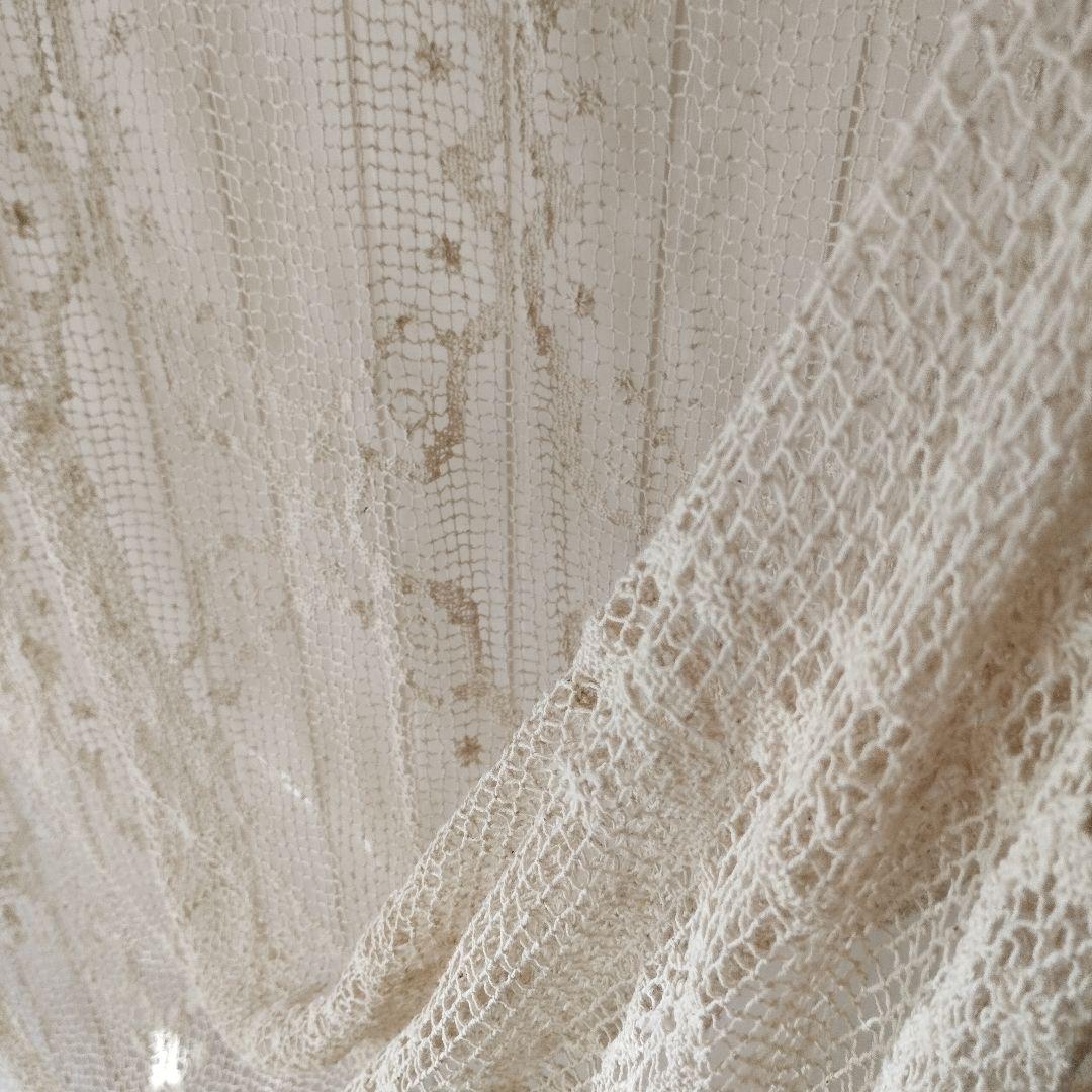 ハンドワークコットンフィレレース　生成り　フリークロス