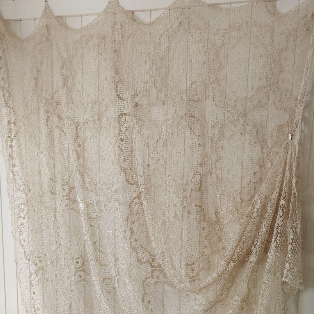 ハンドワークコットンフィレレース　生成り　フリークロス