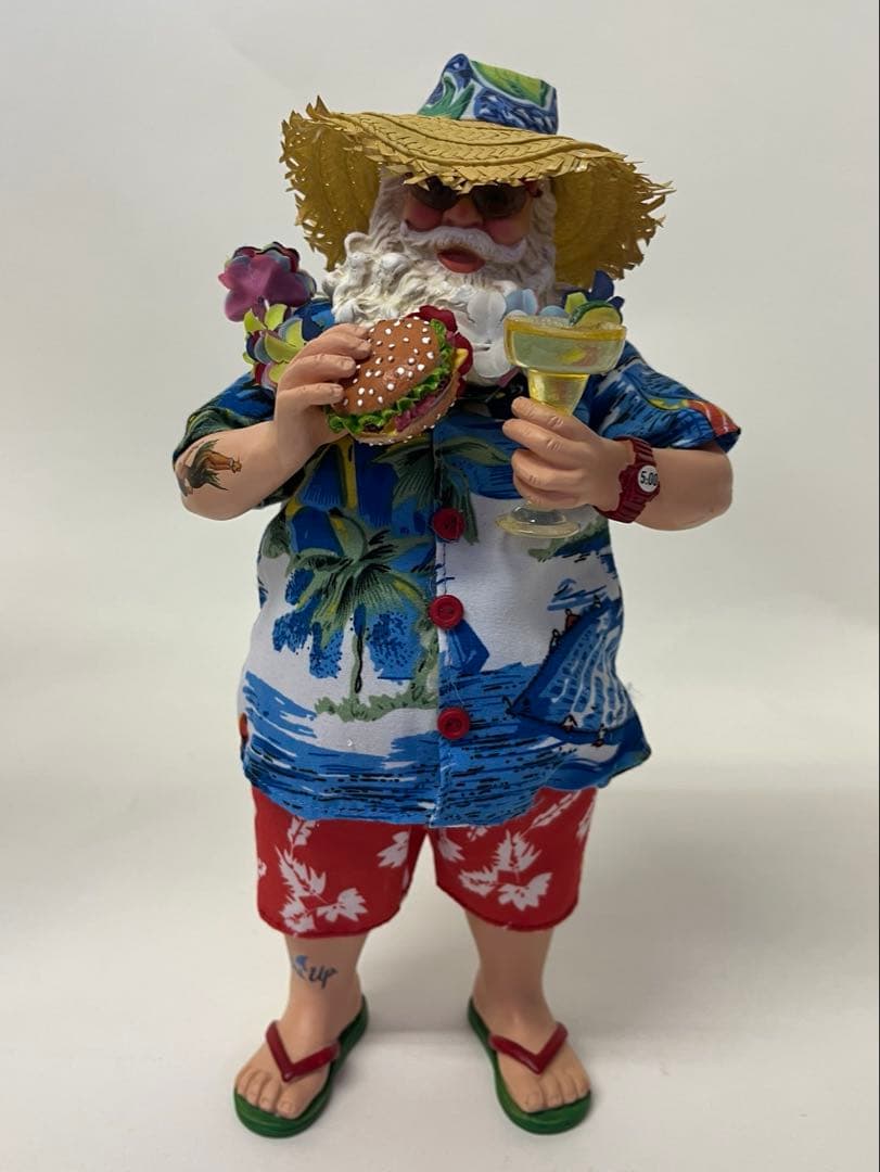 ハワイアンシャツ ハンバーガー サンタクロース フィギュア 置物 クリスマス