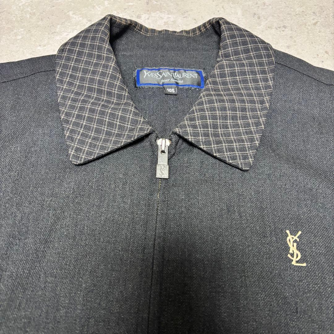 YSL イヴサンローラン スウィングトップ ブルゾン　刺繍ロゴ　ブラック