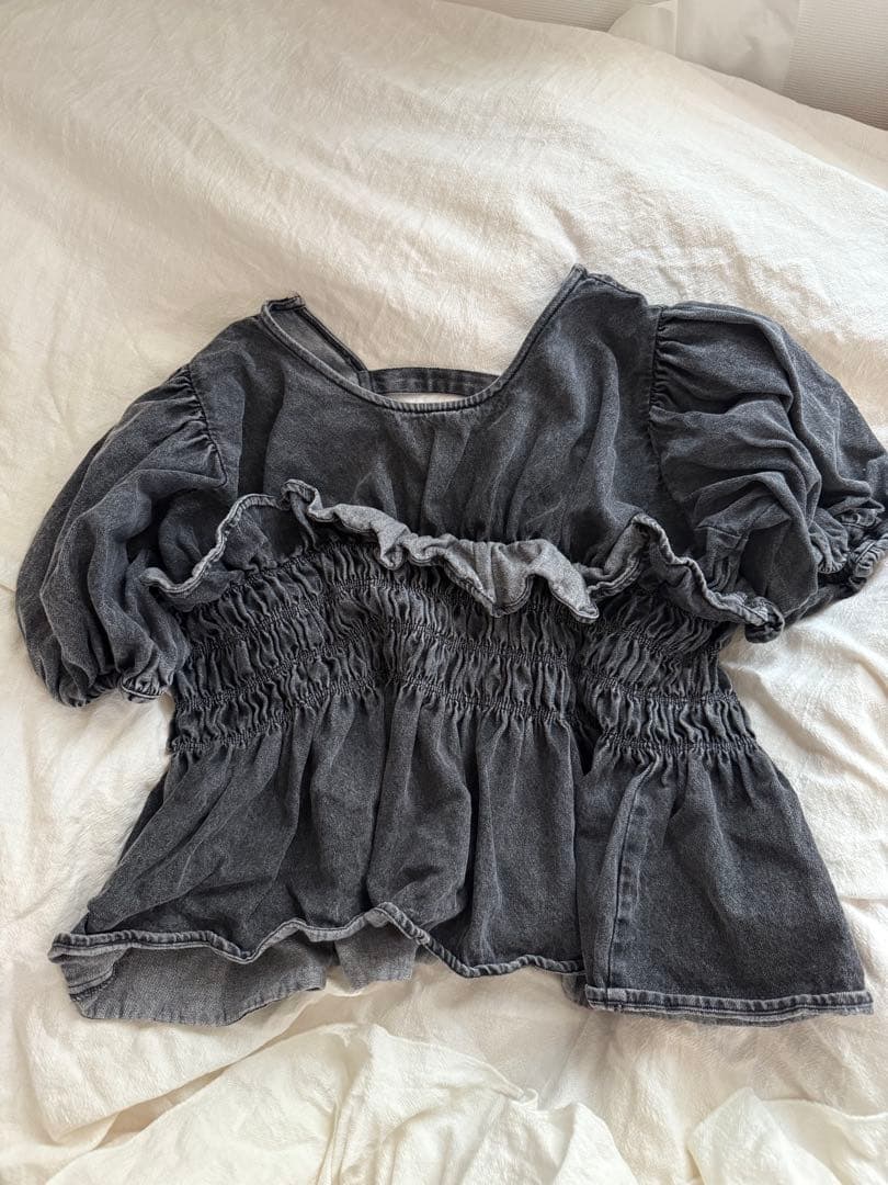 トップス papier denim louise blouse /black