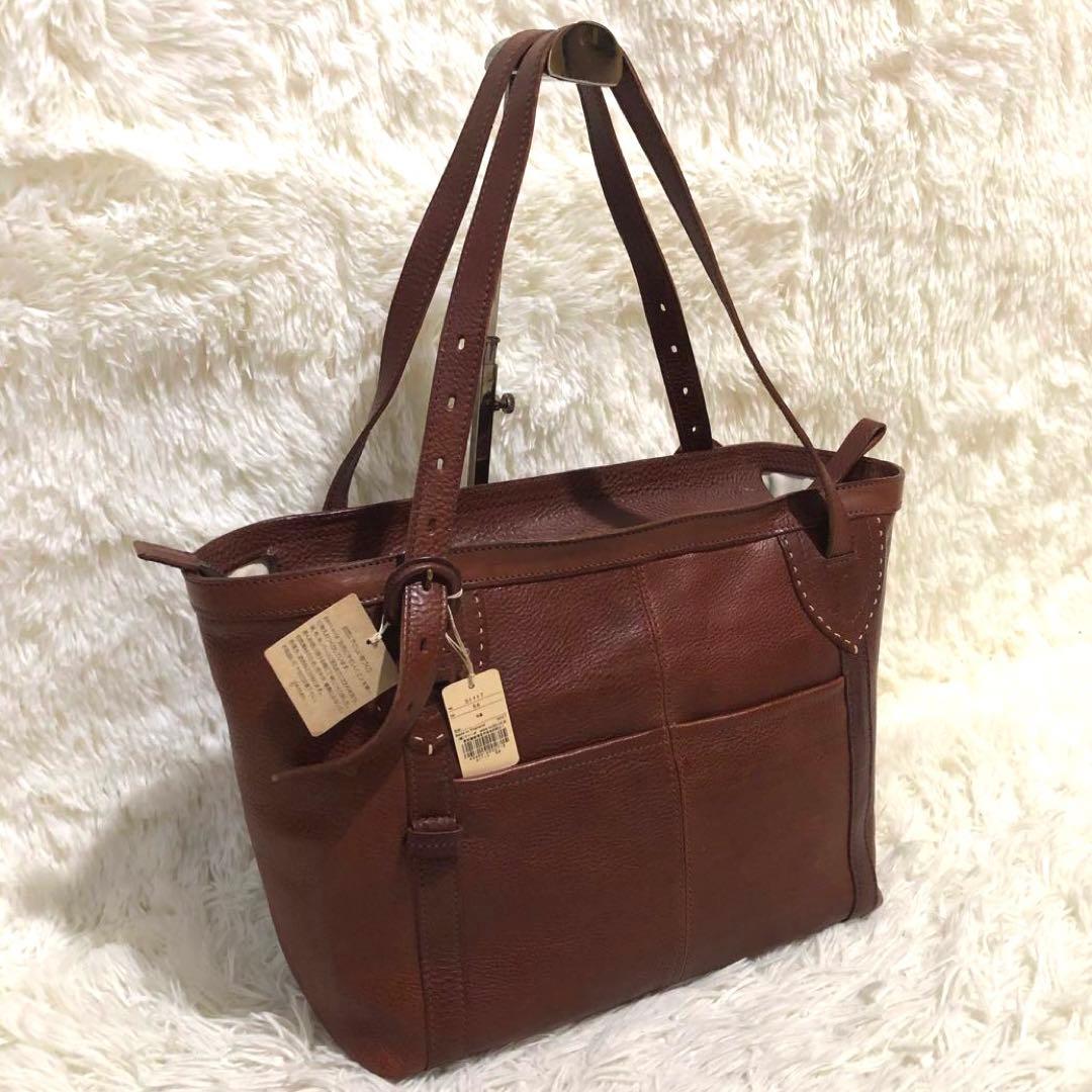 未使用✨ゲンテン　トスカ レザー　トートバッグ　工具ロゴ ミニハンドバッグ付き