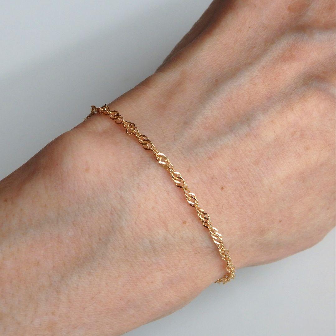 メル　k18ブレスレット　スクリューチェーン　2.4㎜幅　つけっぱなし