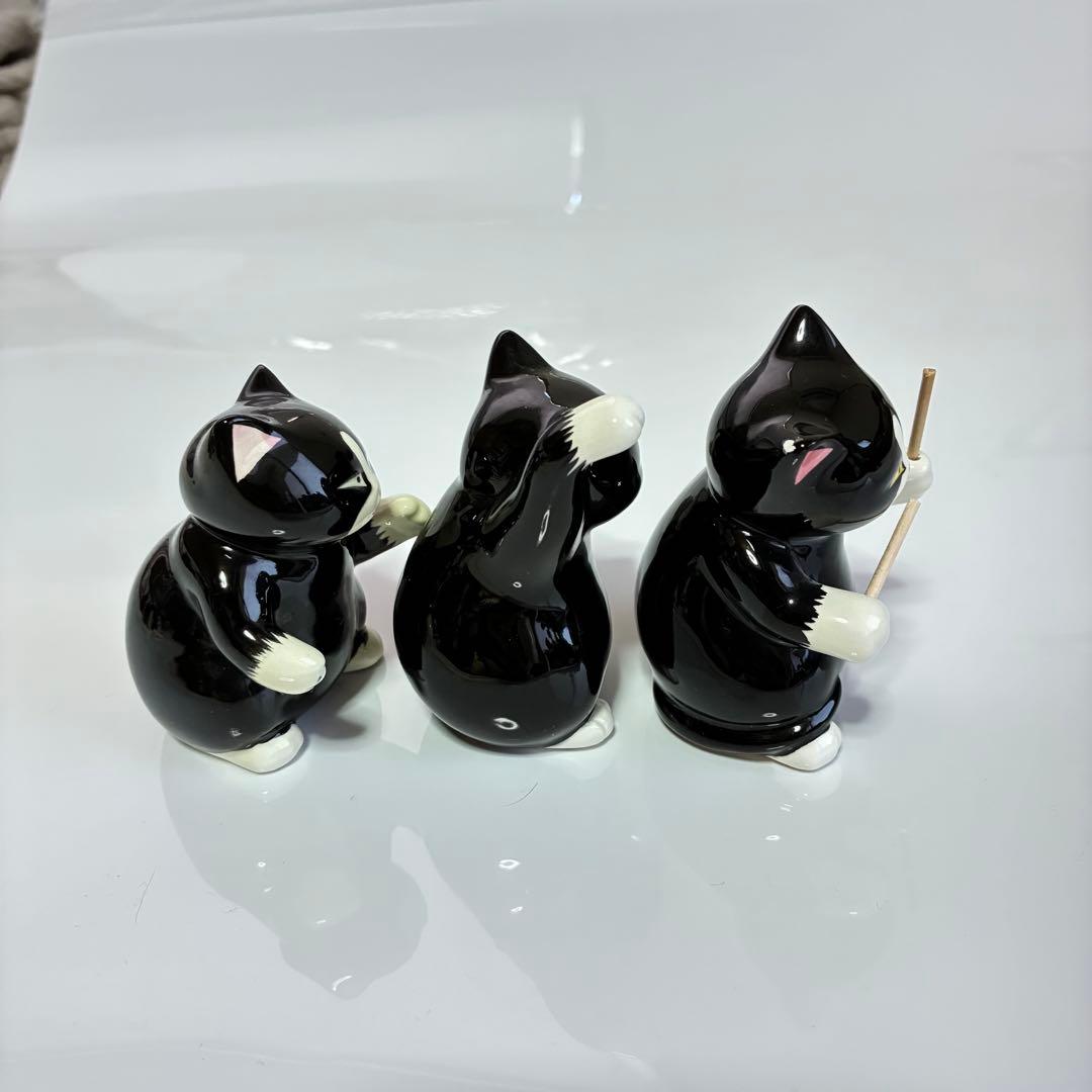 【瀬戸焼】黒猫オーケストラ　11体セット　黒猫音楽隊　黒猫楽団　台座付き