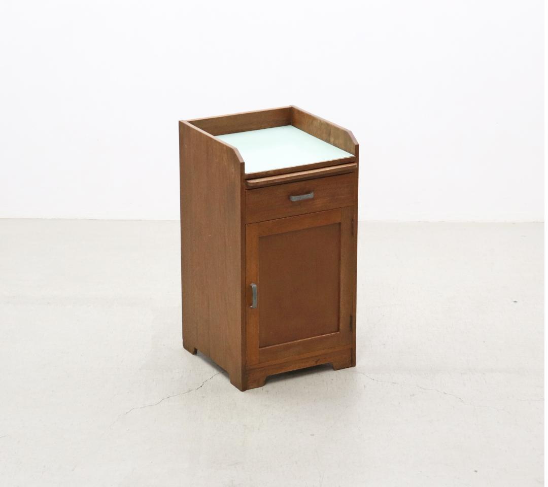 レトロ ラワン無垢材 トレー付き キャビネット 脇机 引き出し 花台 電話台