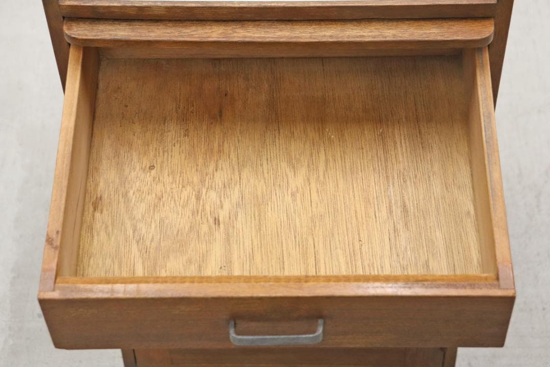 レトロ ラワン無垢材 トレー付き キャビネット 脇机 引き出し 花台 電話台