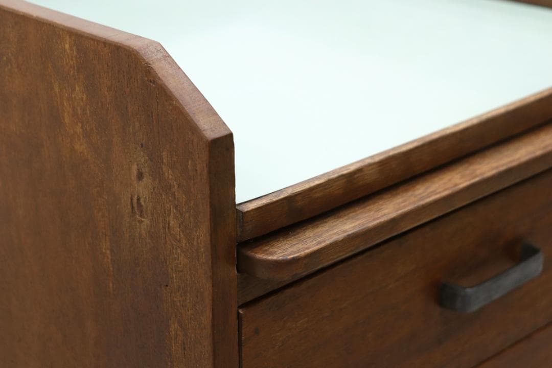 レトロ ラワン無垢材 トレー付き キャビネット 脇机 引き出し 花台 電話台