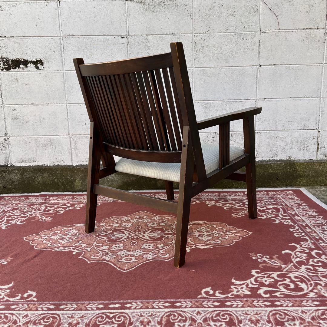 ビンテージ古家具◾️木製 肘掛けアームチェア ロビーチェア 椅子 イス チェア A