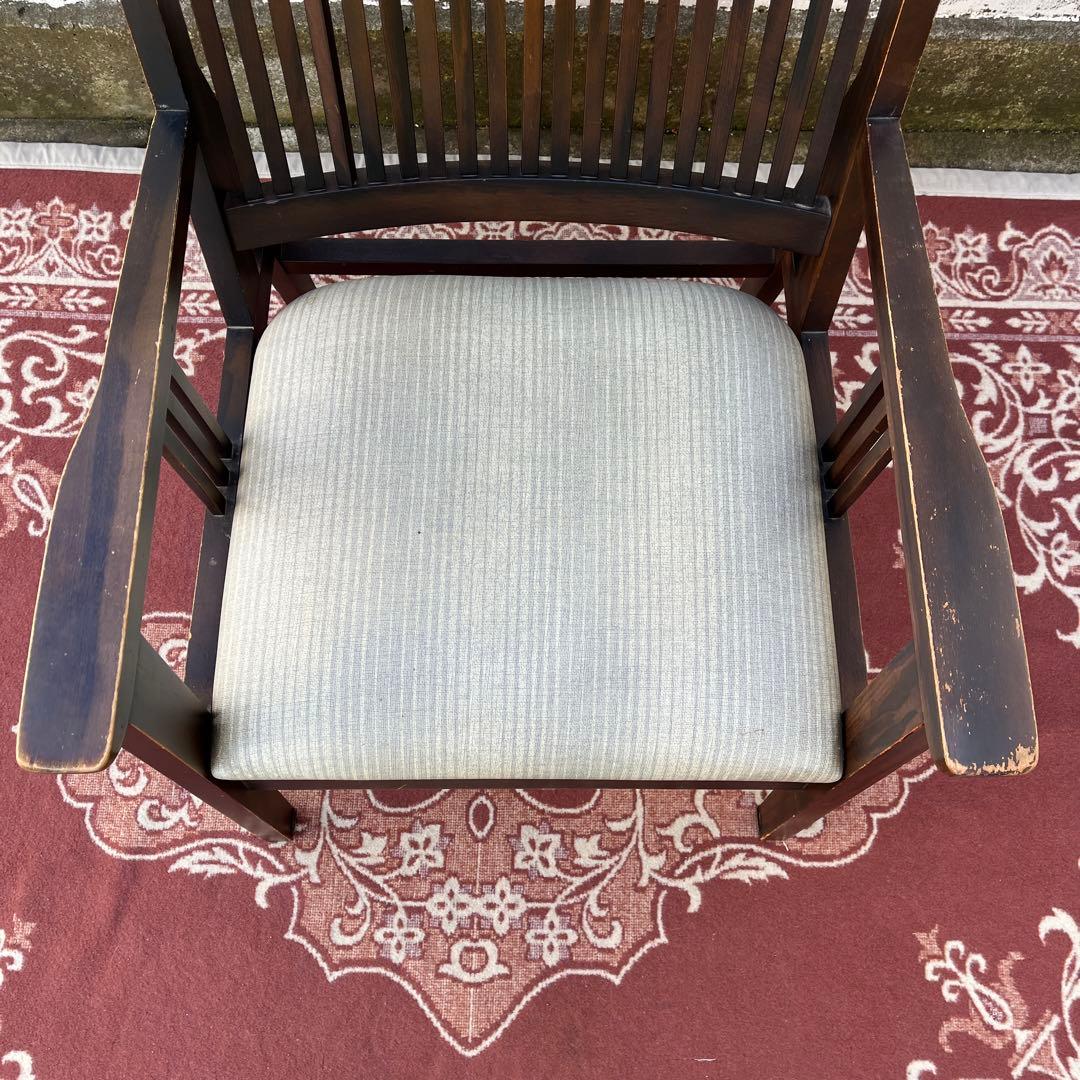 ビンテージ古家具◾️木製 肘掛けアームチェア ロビーチェア 椅子 イス チェア A