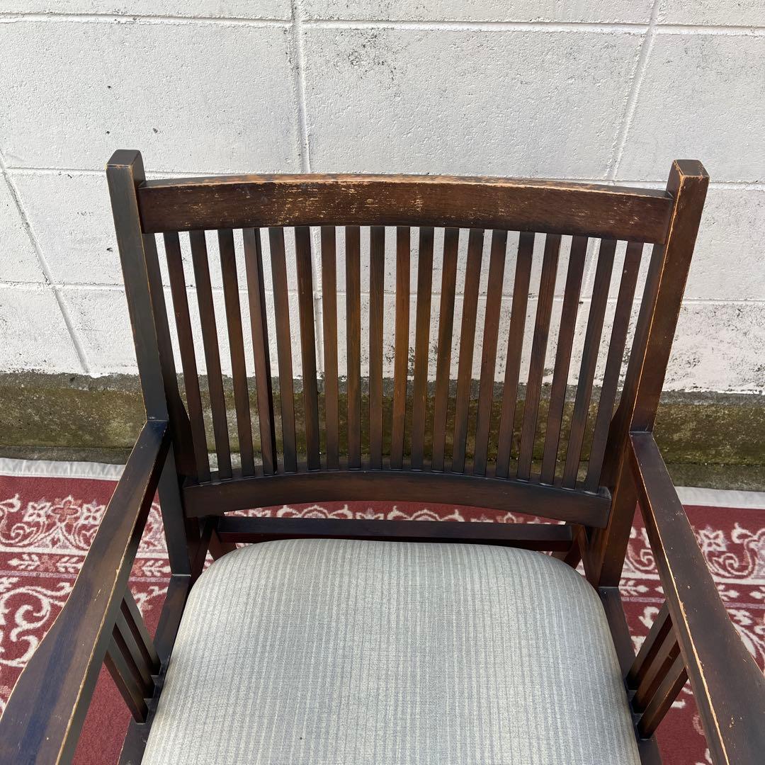 ビンテージ古家具◾️木製 肘掛けアームチェア ロビーチェア 椅子 イス チェア A