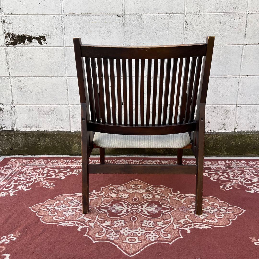 ビンテージ古家具◾️木製 肘掛けアームチェア ロビーチェア 椅子 イス チェア A