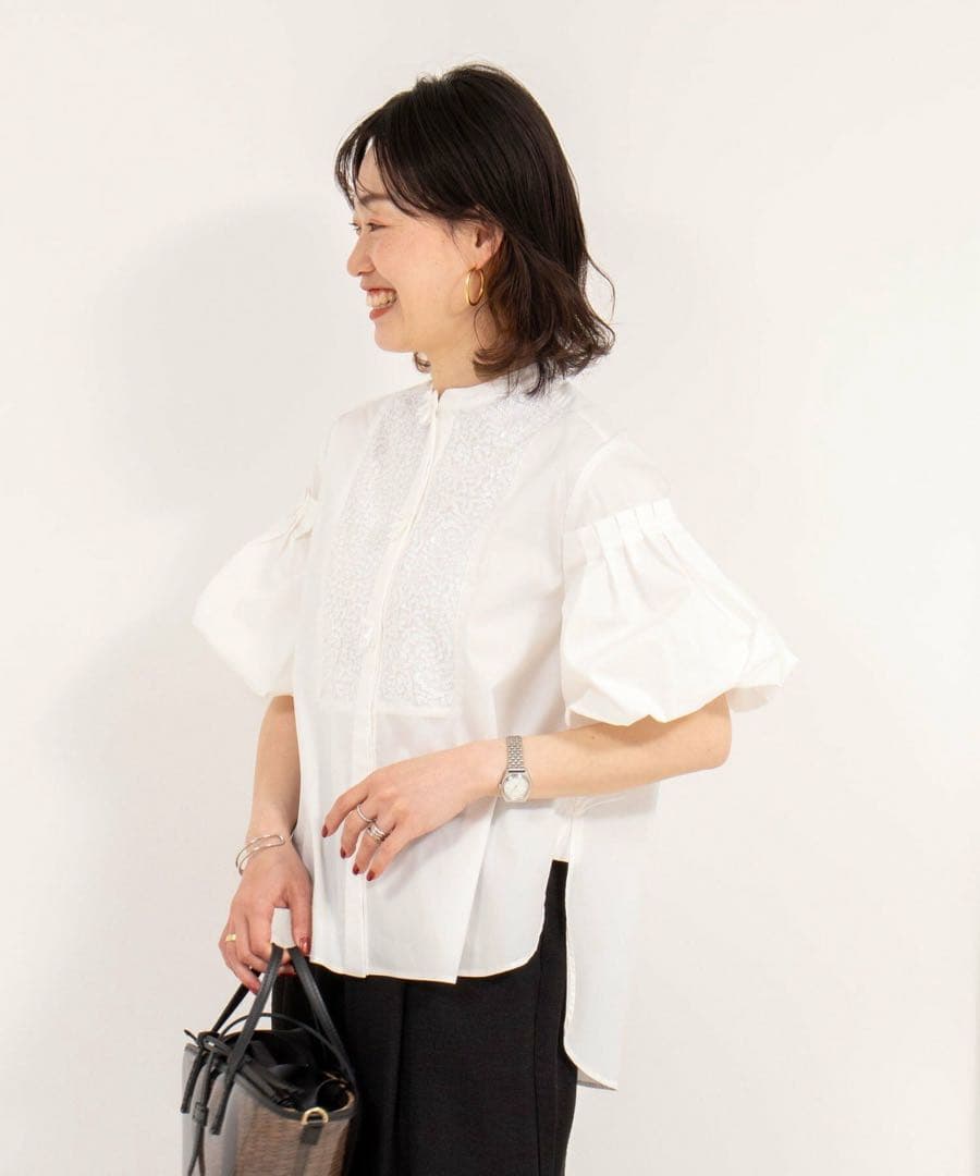 マリリンムーン フリンジビーズモチーフハーフスリーブブラウス