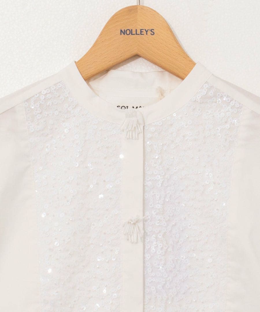 マリリンムーン フリンジビーズモチーフハーフスリーブブラウス