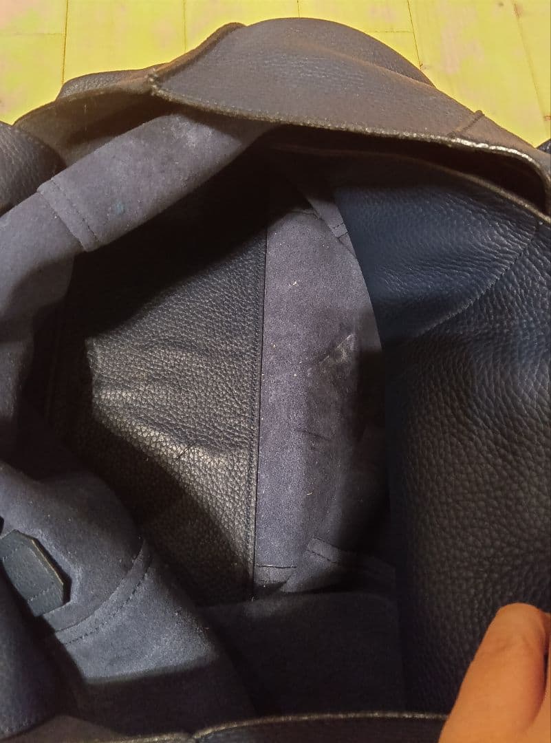 TOD'S ペーパーバッグ　ネイビー レザー トートバッグ