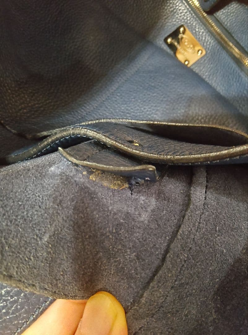 TOD'S ペーパーバッグ　ネイビー レザー トートバッグ