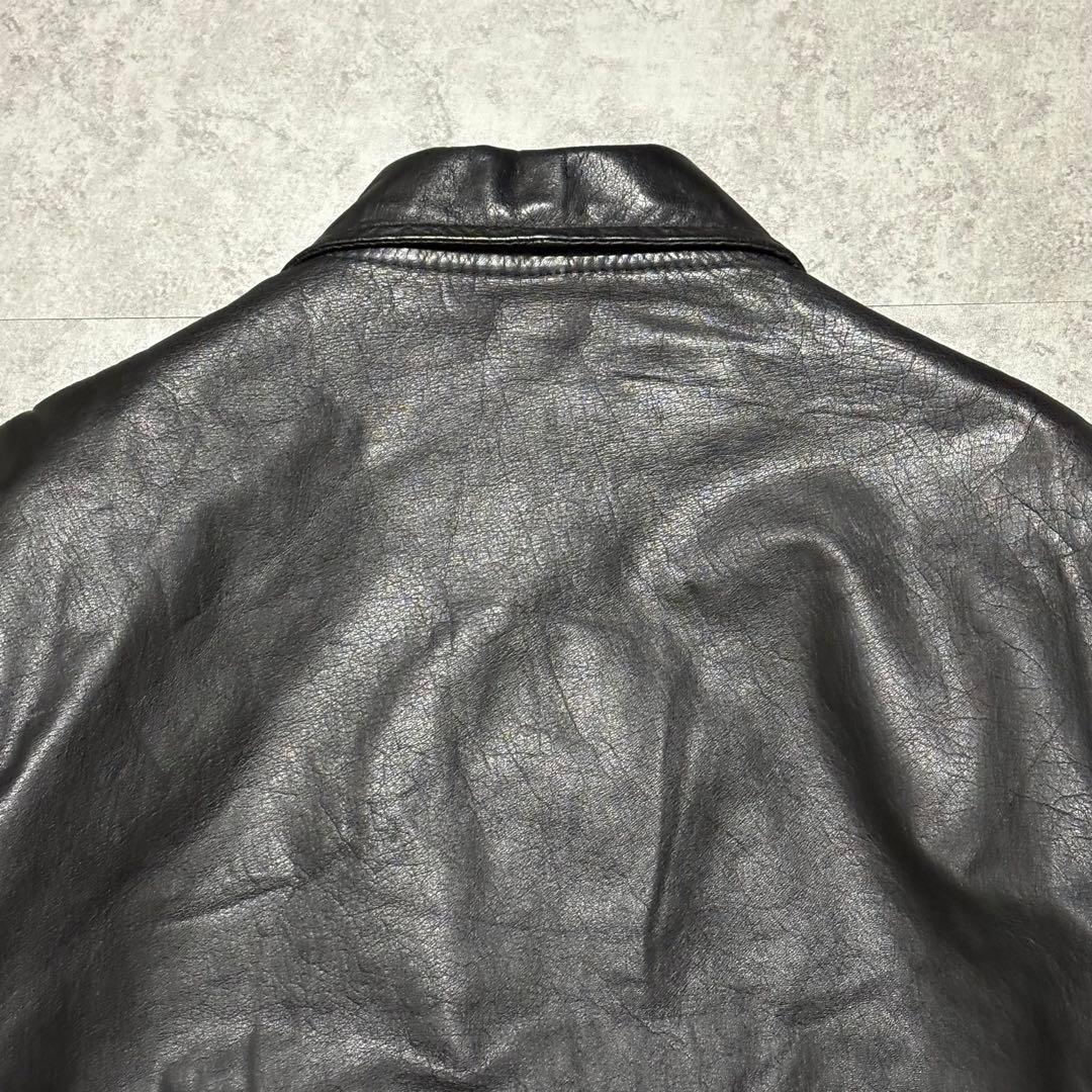 【archive】レザージャケット　ブルゾン　 L チェック柄　短丈　ショート丈