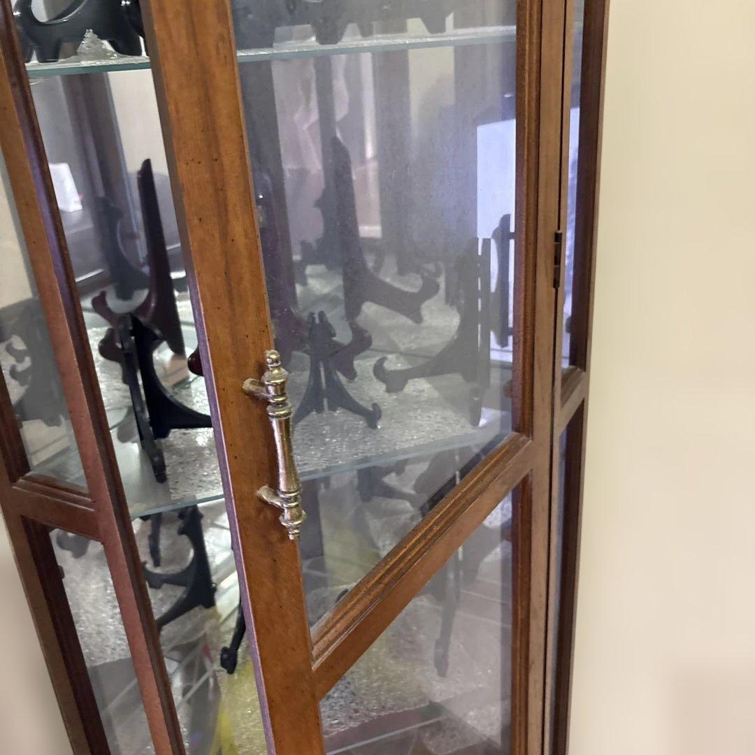 木製コーナーキャビネット ガラス扉付き