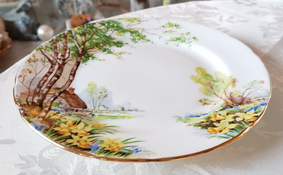 ハマースレイ ⑪ 水仙 風景画 プレート ビンテージ アンティーク