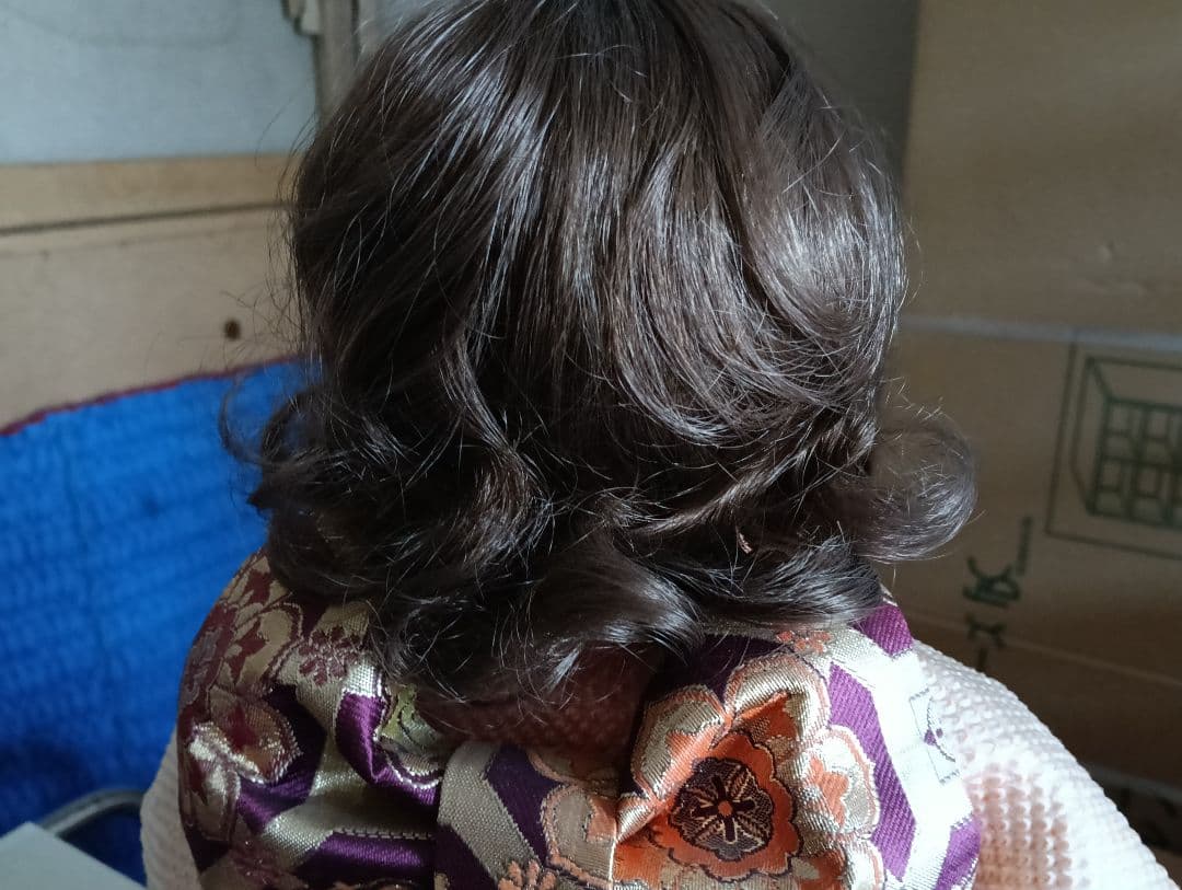 y 【レアもの】市松人形　京都西陣織裂地　吉徳大光　作