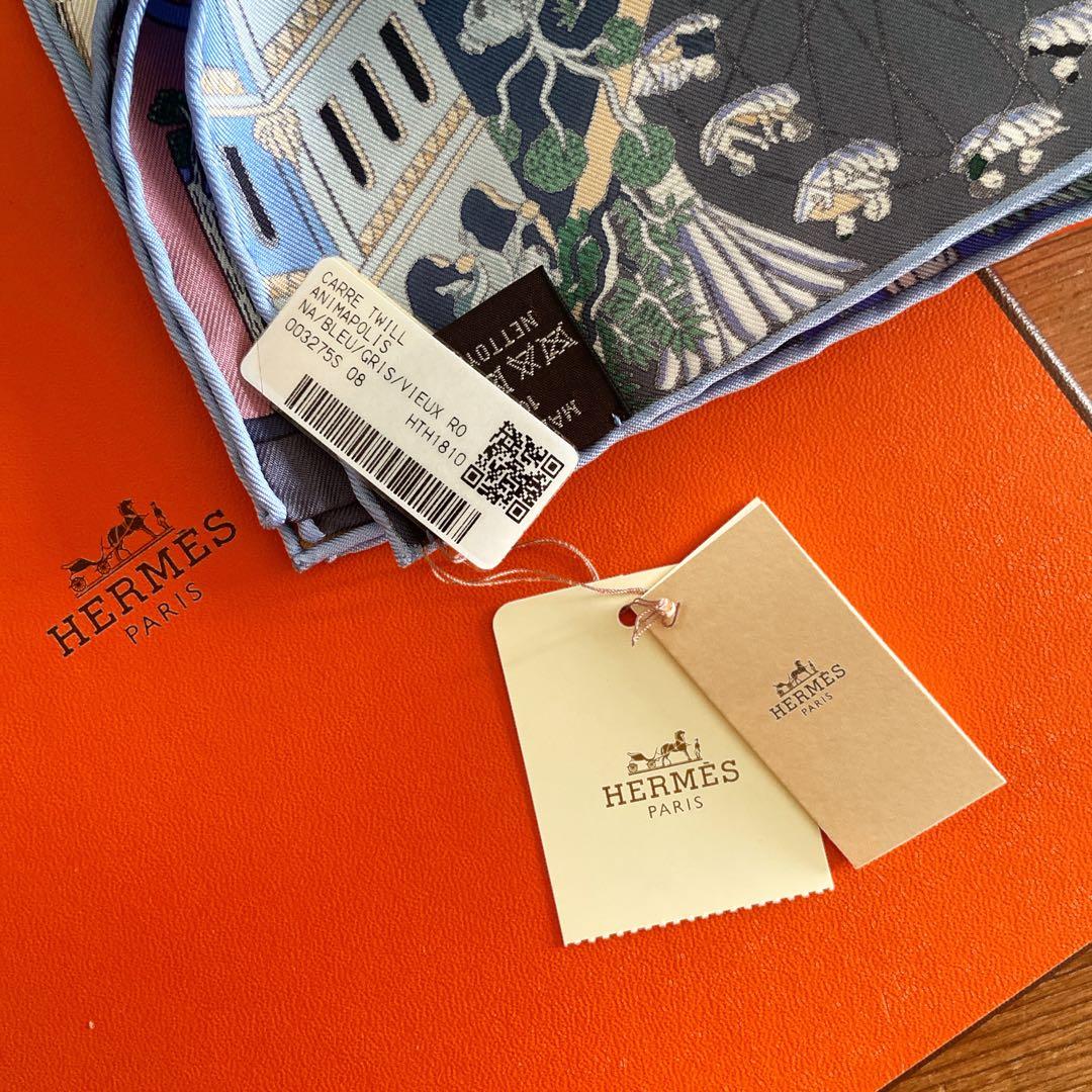 【未使用・タグ付】エルメス カレ90 アニマポリス 伊勢丹新宿店購入 ブルー