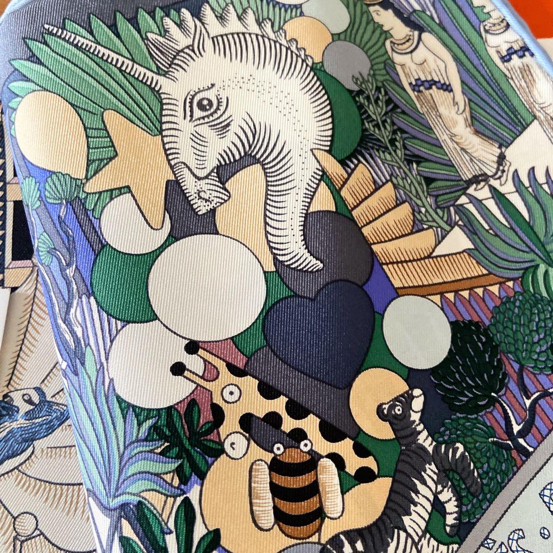 【未使用・タグ付】エルメス カレ90 アニマポリス 伊勢丹新宿店購入 ブルー