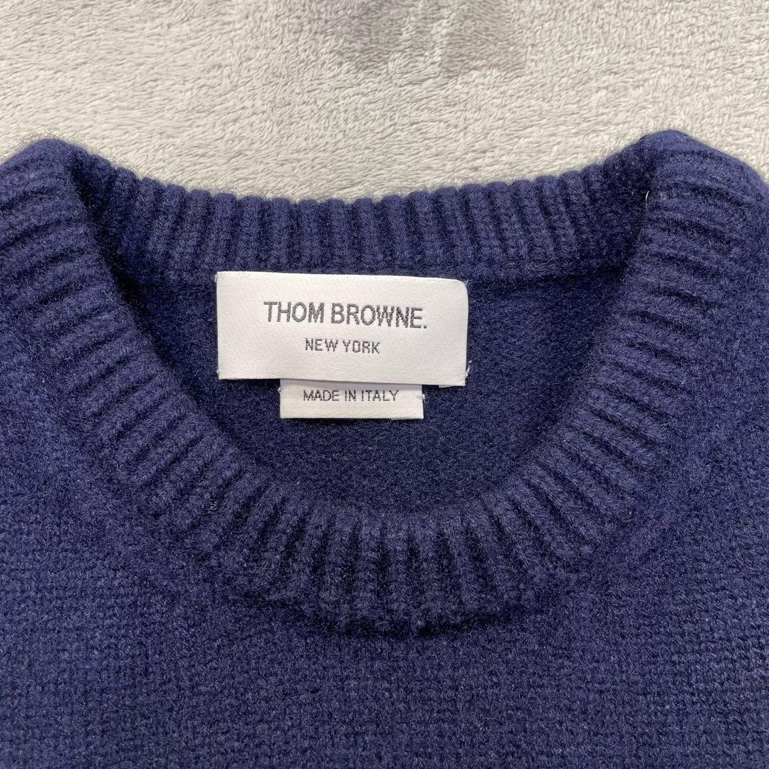 トムブラウン　4bar クルーネックニット　ロブスター　ネイビー　1