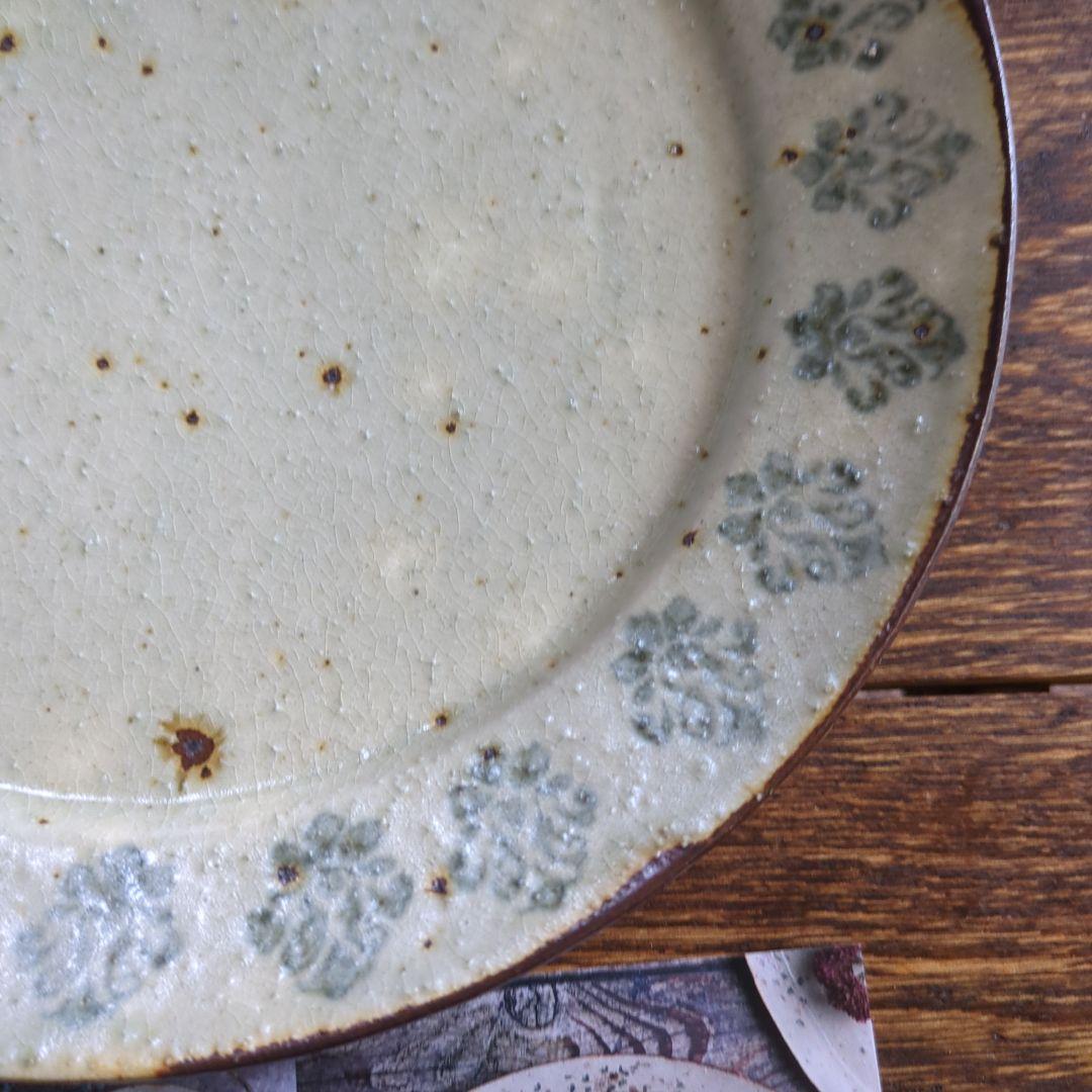 市野吉記コウホ窒　安南手　食器　ラウンドプレート　２枚セット　新品