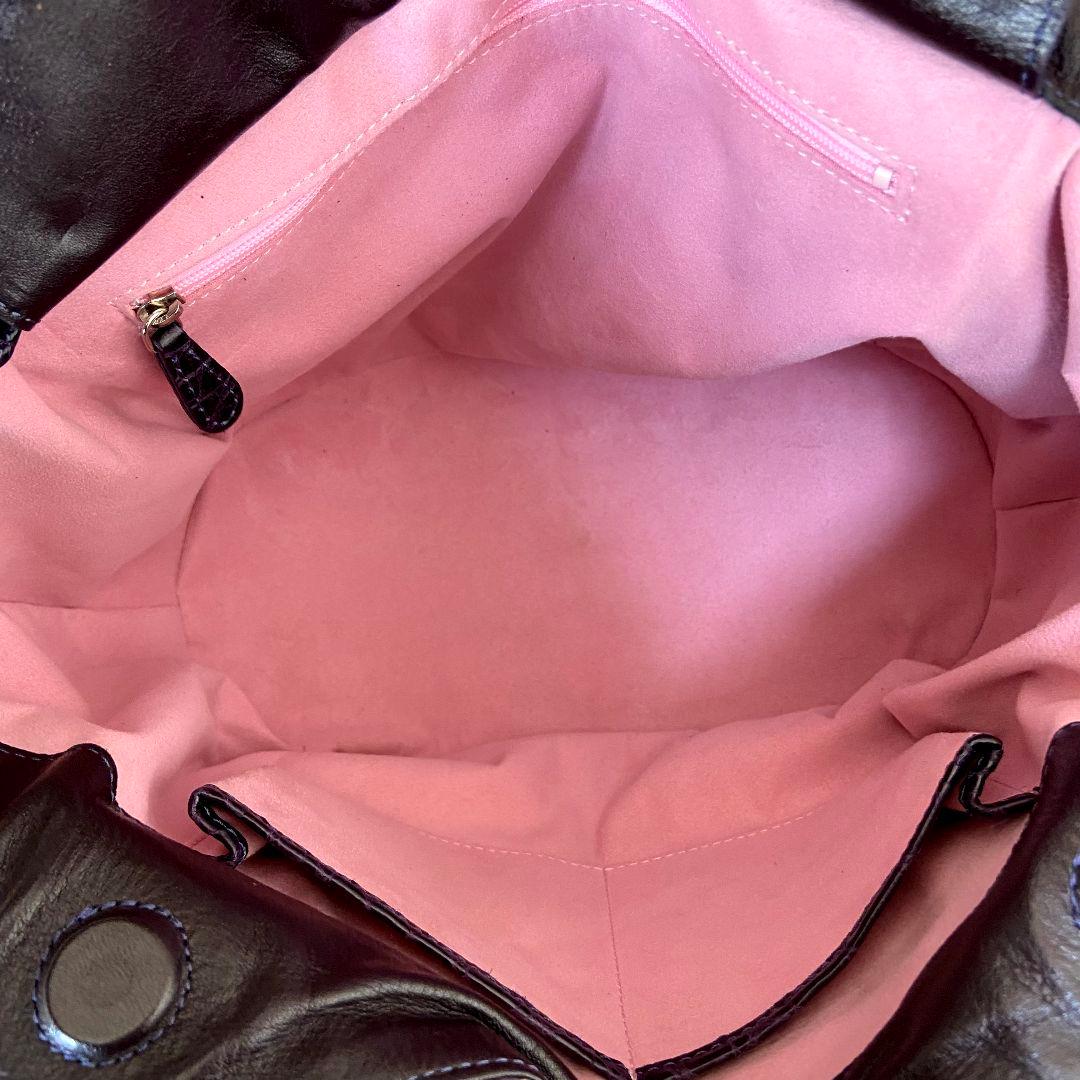 【未使用級】タグ付き　Takechi　ラージクロコ　トートバッグ　ダークパープル