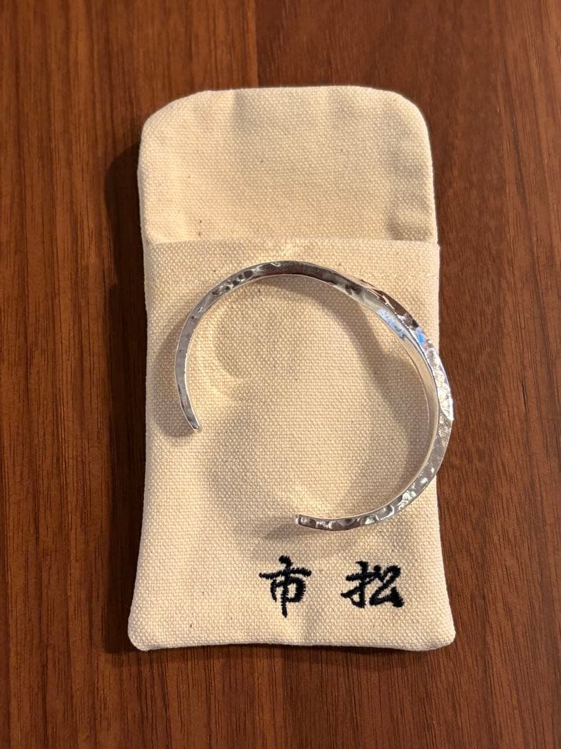 市松　メンズ　シルバースパイラルバングル