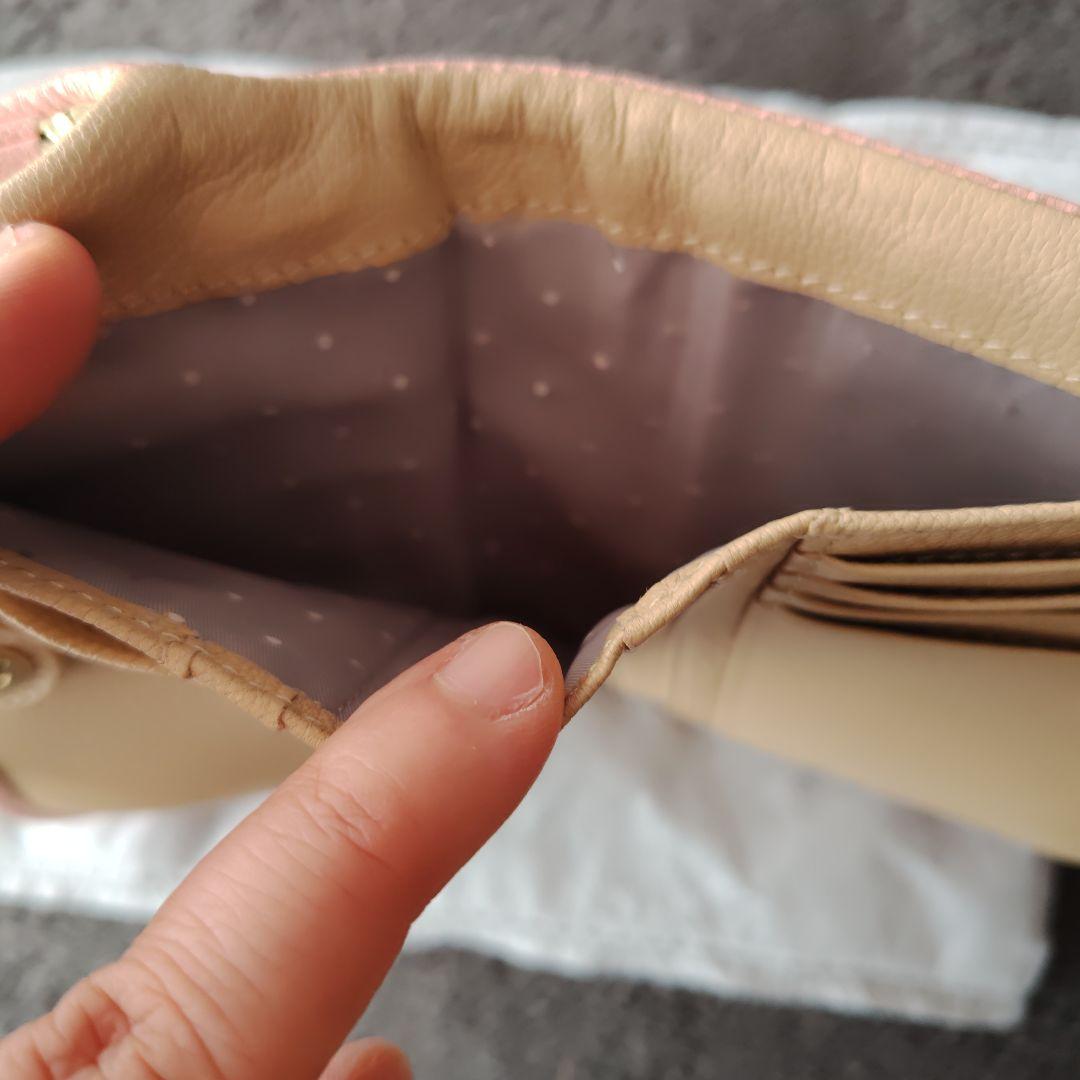 ＊新品未使用perche＊新色ライトピンクドットがま口財布＊ヤギ革