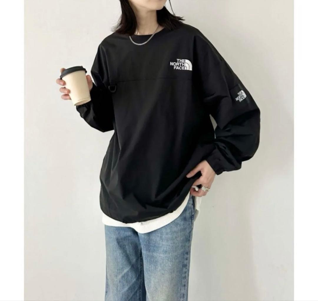 ノースフェイス　韓国限定品　バイカラー 切替ワンポイント クルーネックトップス