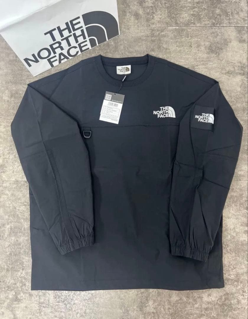 ノースフェイス　韓国限定品　バイカラー 切替ワンポイント クルーネックトップス