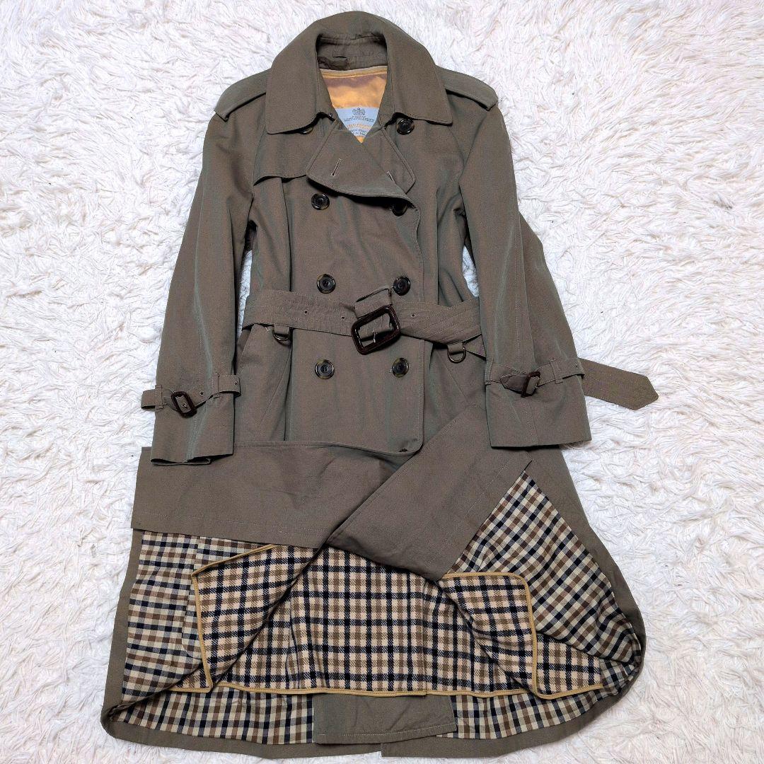 【美品】アクアスキュータム☆玉蟲色　ライナー　ベルト　ダブル　トレンチコート