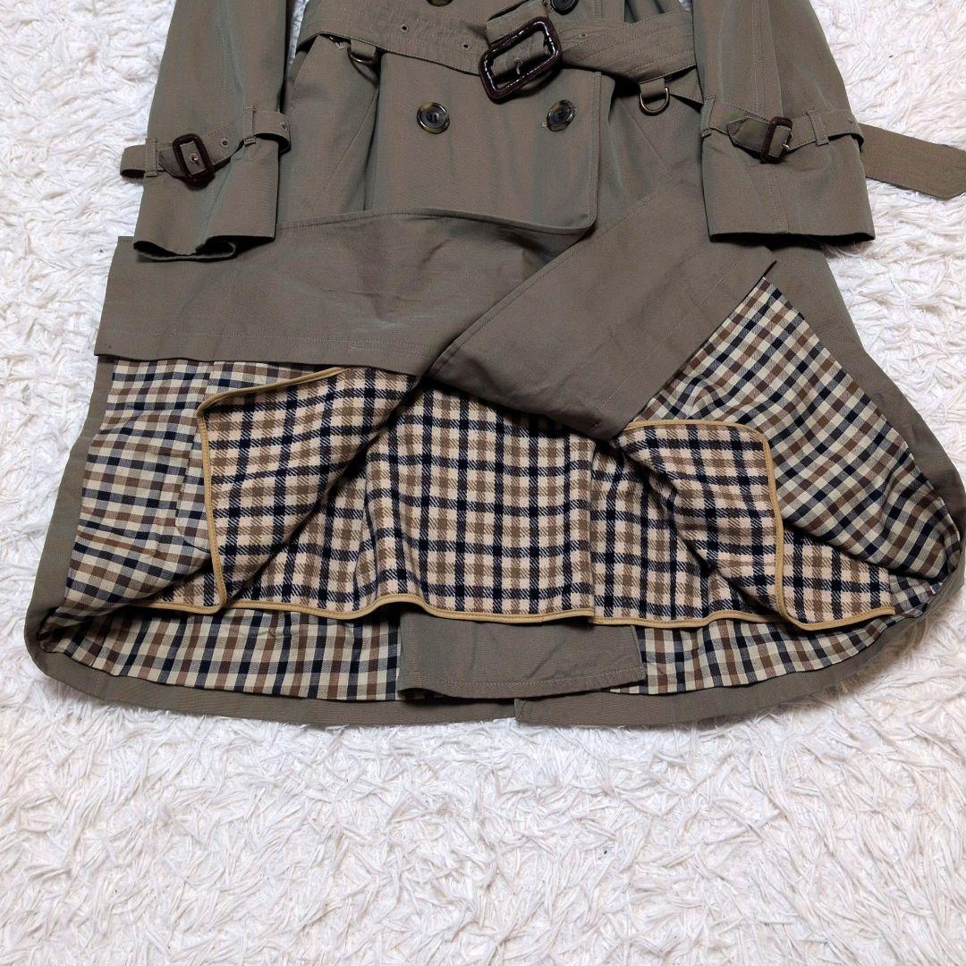 【美品】アクアスキュータム☆玉蟲色　ライナー　ベルト　ダブル　トレンチコート