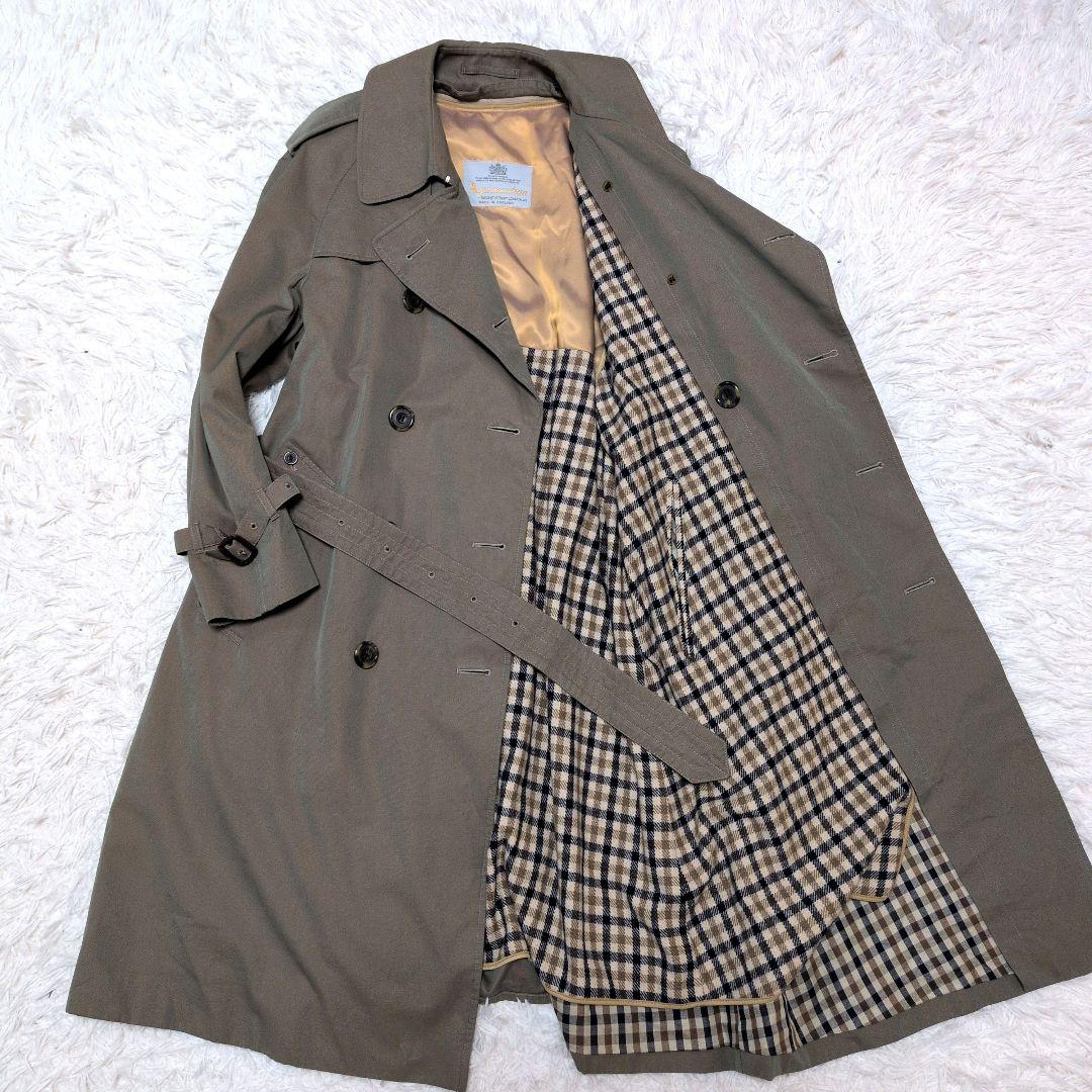 【美品】アクアスキュータム☆玉蟲色　ライナー　ベルト　ダブル　トレンチコート