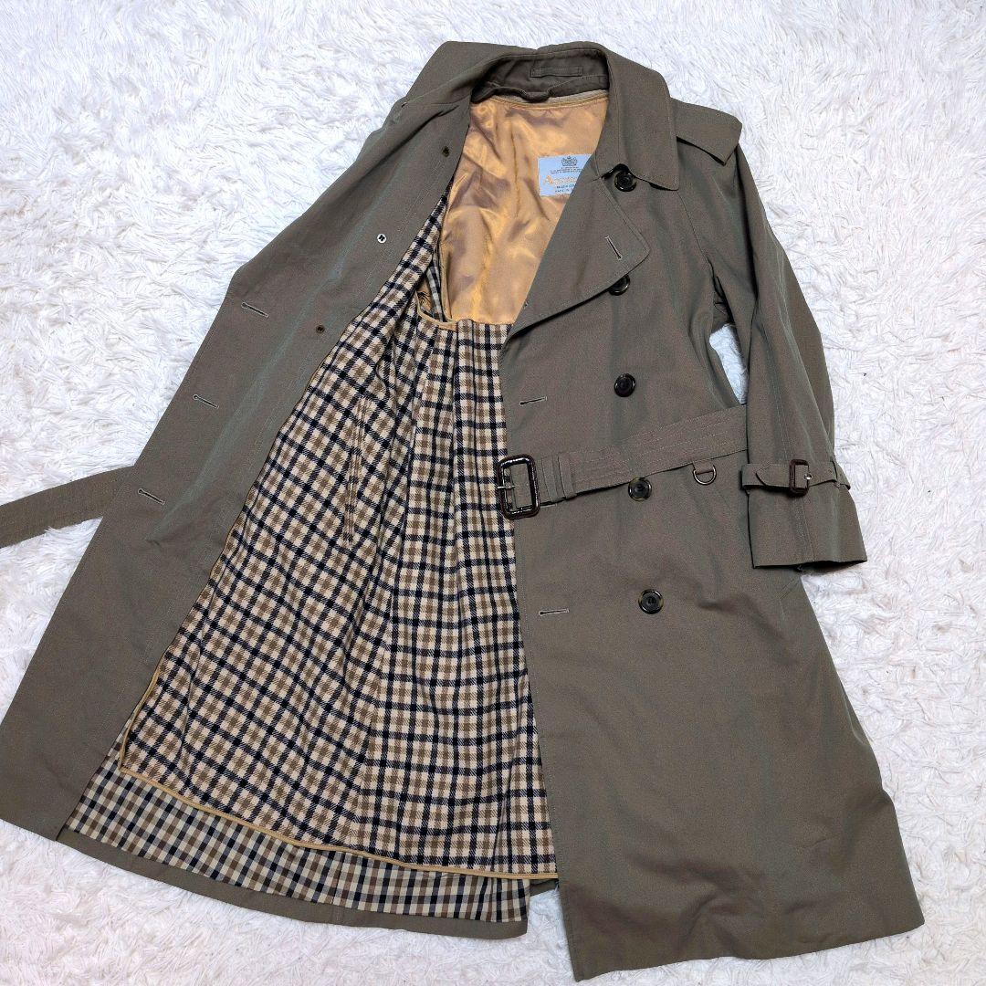【美品】アクアスキュータム☆玉蟲色　ライナー　ベルト　ダブル　トレンチコート