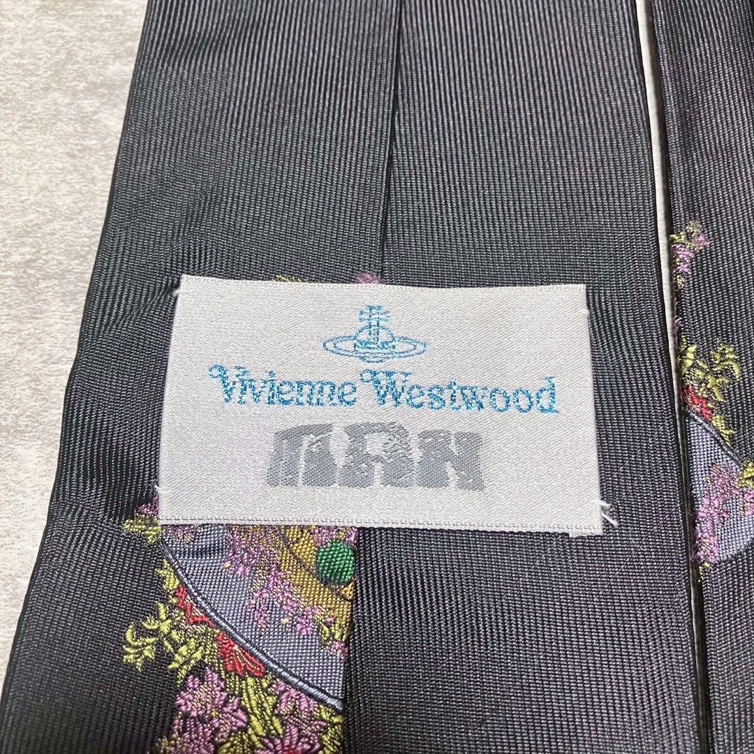 美品　ヴィヴィアンウエストウッド　ネクタイ　ソリッド　無地　オーブ刺繍　ブラック