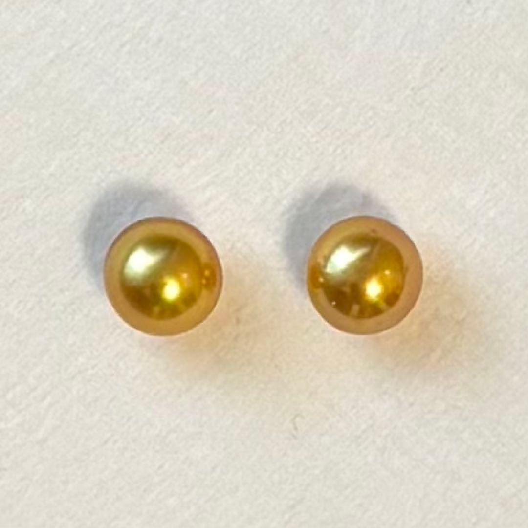 パール　ルース　南洋真珠　白蝶珠　金色　10mm フラット　２pcs
